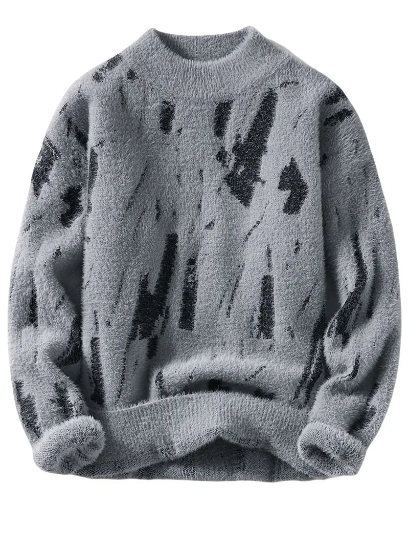 Abstract Black & White Knitted Sweater