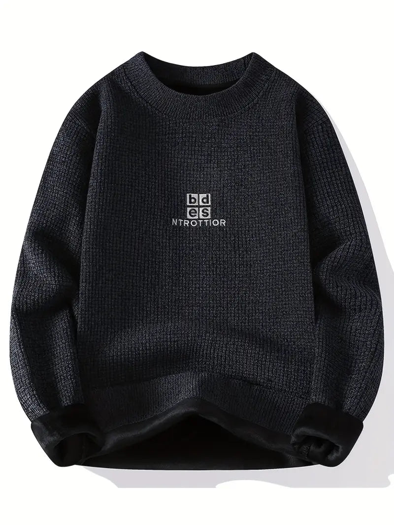 Minimal Embroidered Knit Sweater – Olive Green