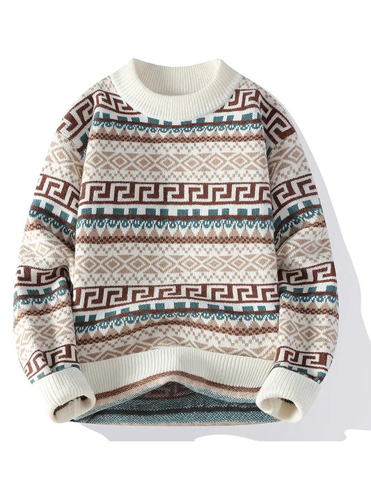 Men’s Color Block Knit Sweater Unisex Cozy Knitwear