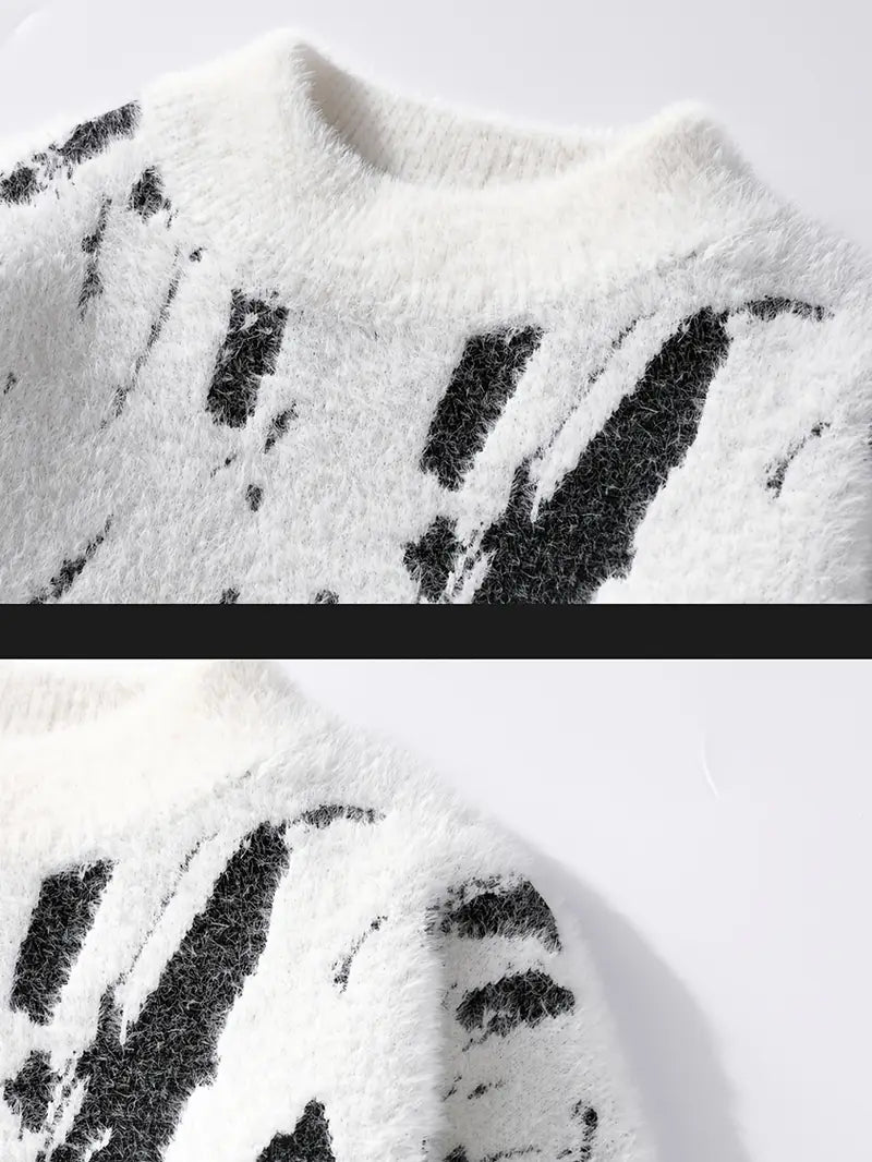 Abstract Black & White Knitted Sweater
