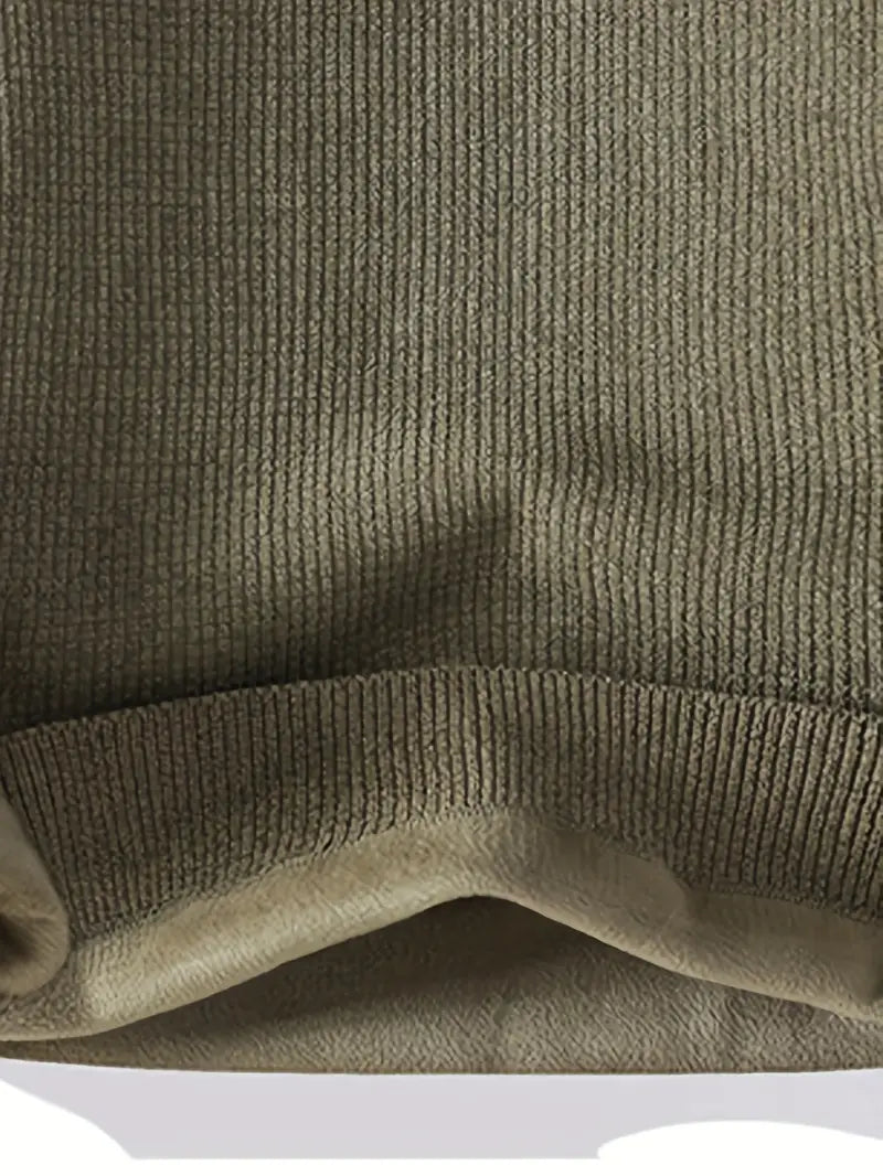 Minimal Embroidered Knit Sweater – Olive Green