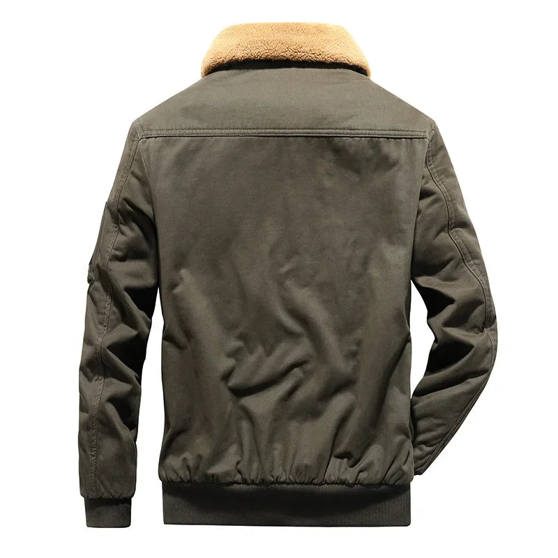 Men’s Winter Bomber Jacket – Slim Fit Multi-Pocket Warm Coat